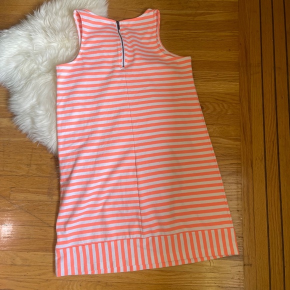 Coral & White Striped Sleeveless Tank Dress – Casual Summer Style - Picture 7 of 10